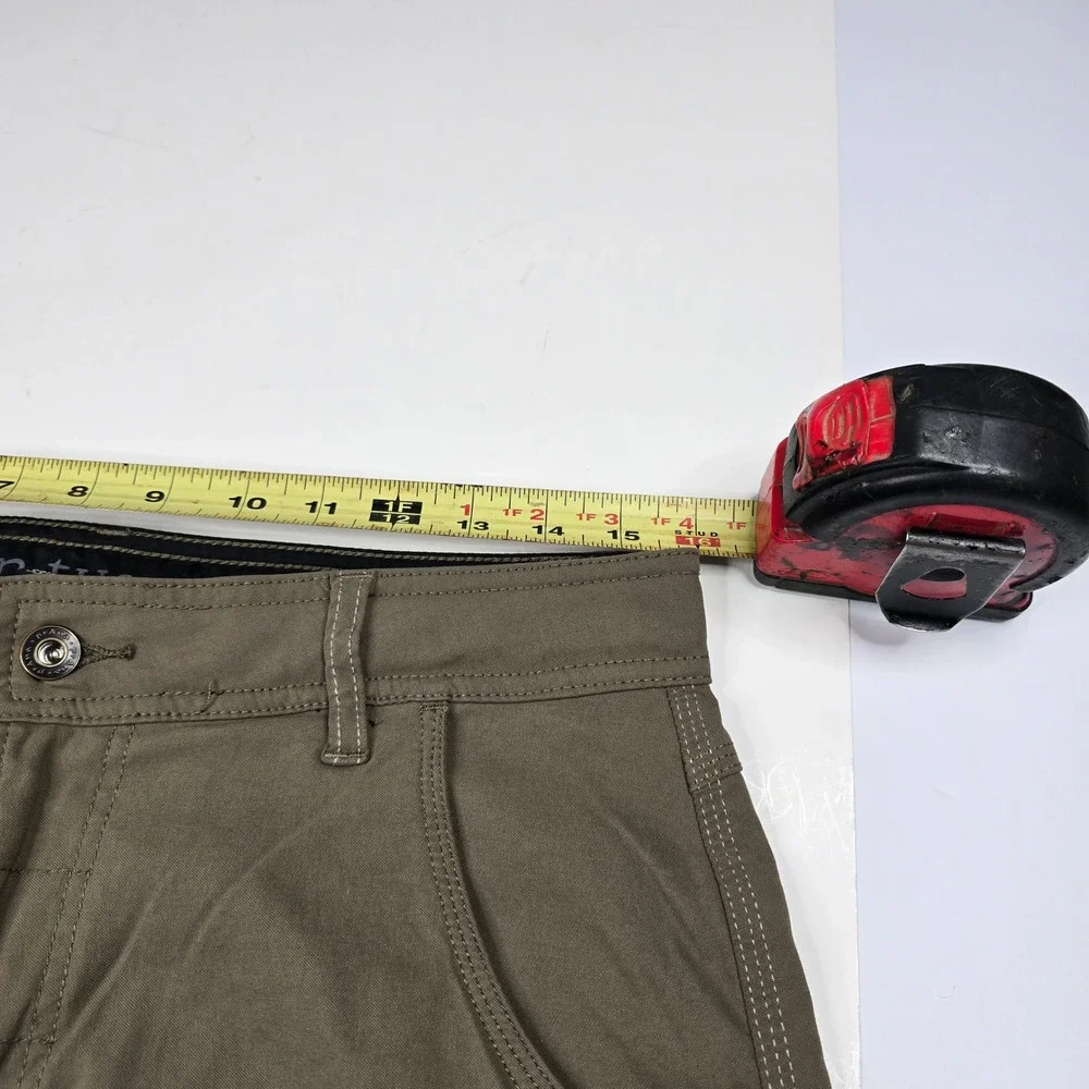 Prana Zion Cargo Shorts Mens 33 Olive Brown Stretch Hiking Climbing 12 Inseam